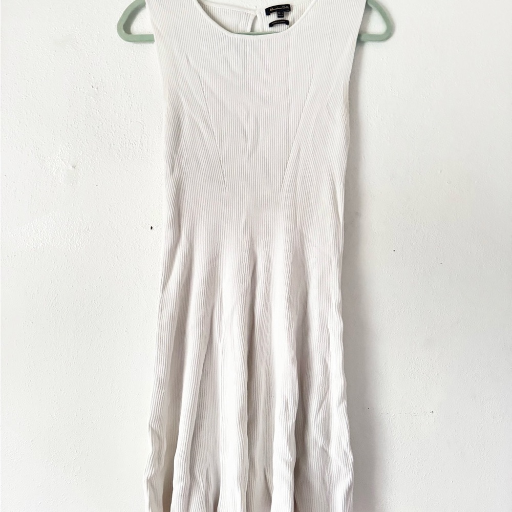 Mossimo Dutti Ribbed Knit White Sleeveless Dress with Key Hole Back Size Large - Picture 2 of 9